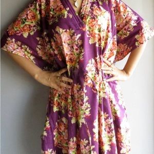 KAFTAN , MAGENTA FLORAL, ONE SIZE FITS